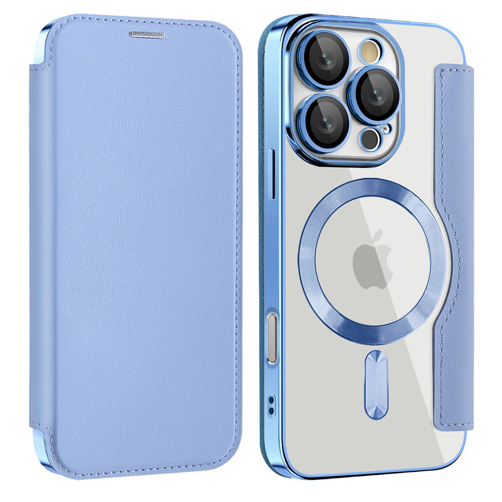 Husa MagSafe pentru Apple iPhone 16 Pro Max, Techsuit, SmartMag Book, Bleu