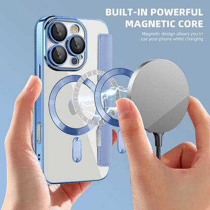 Husa MagSafe pentru Apple iPhone 16 Pro Max, Techsuit, SmartMag Book, Bleu