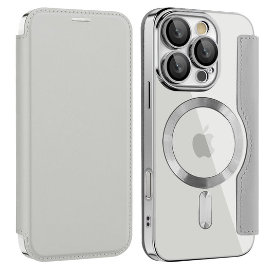 Husa MagSafe pentru Apple iPhone 16 Pro Max, Techsuit, SmartMag Book, Gri
