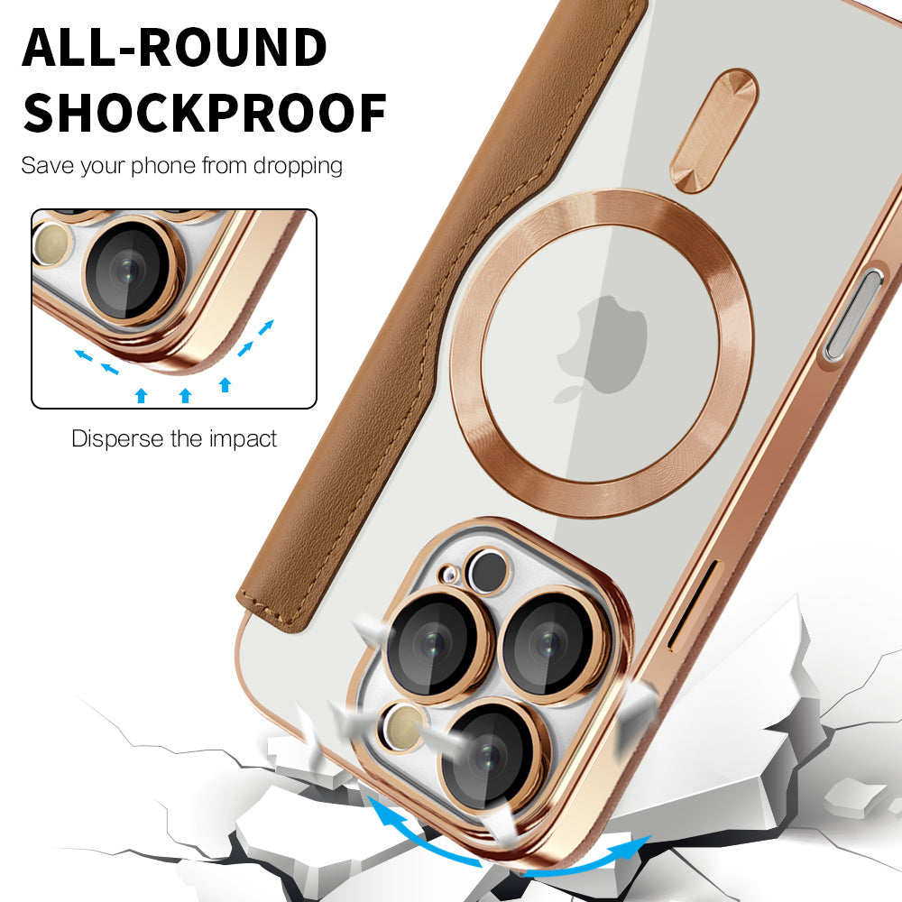 Husa MagSafe pentru Apple iPhone 16 Pro Max, Techsuit, SmartMag Book, Maro