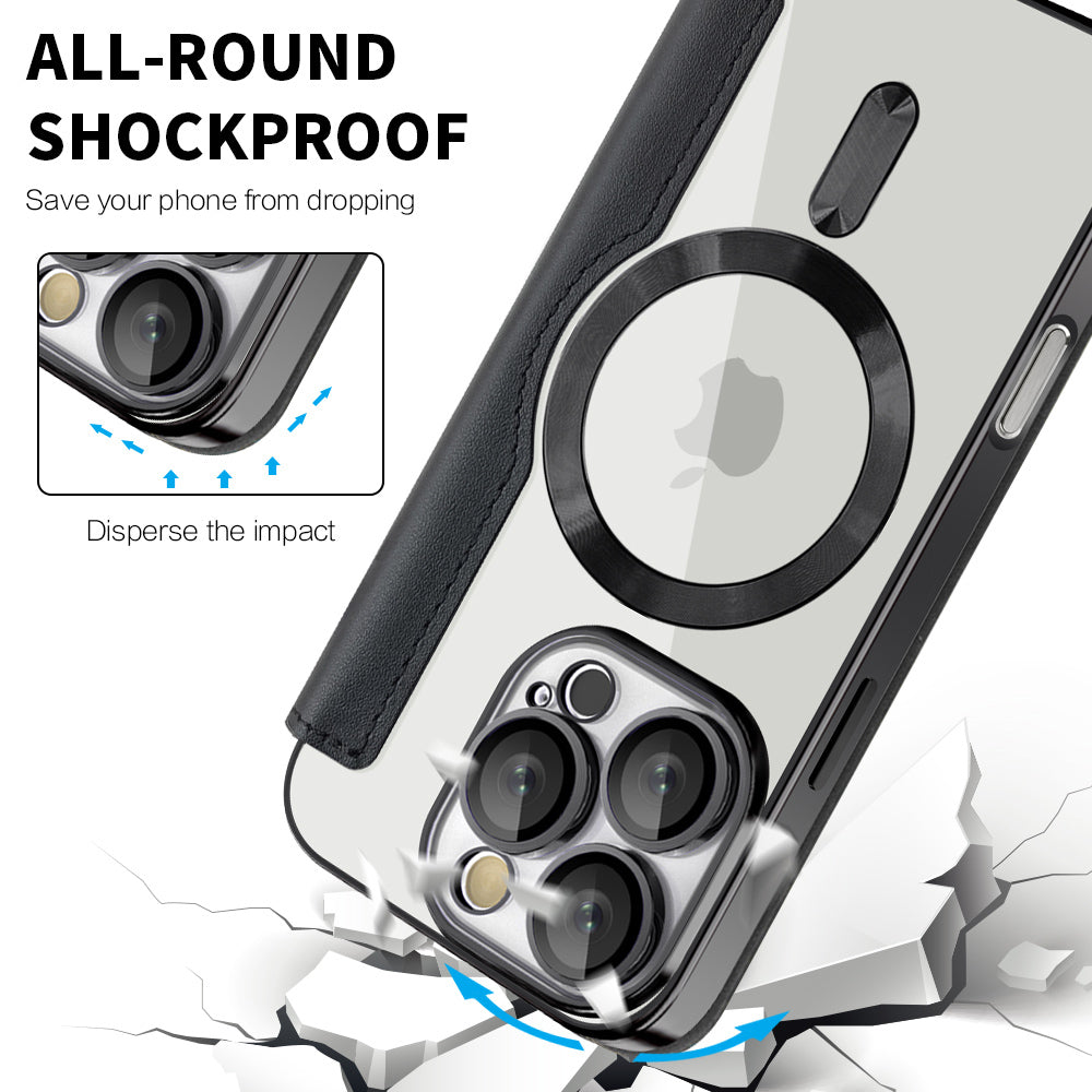 Husa MagSafe pentru Apple iPhone 16 Pro Max, Techsuit, SmartMag Book, Neagra