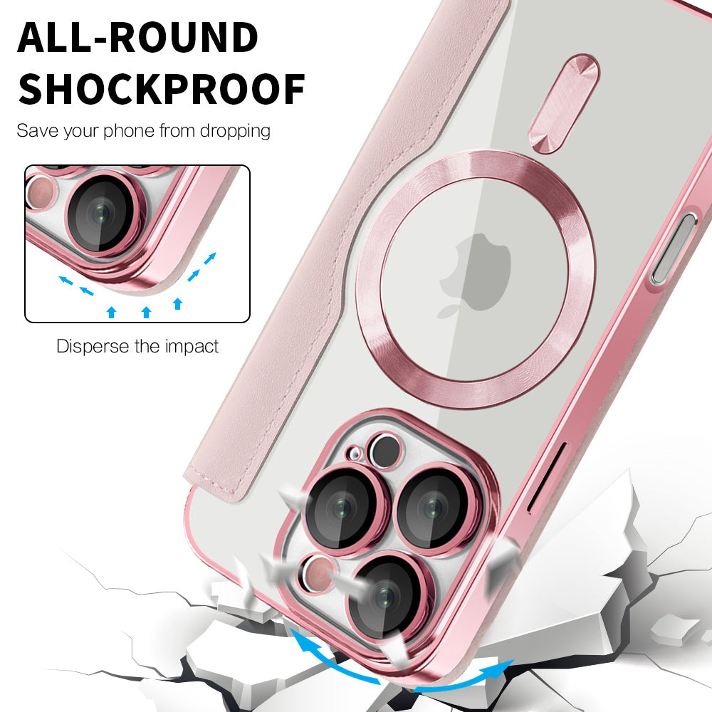 Husa MagSafe pentru Apple iPhone 16 Pro Max, Techsuit, SmartMag Book, Roz