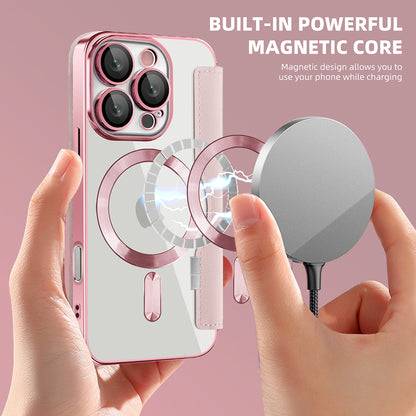 Husa MagSafe pentru Apple iPhone 16 Pro Max, Techsuit, SmartMag Book, Roz