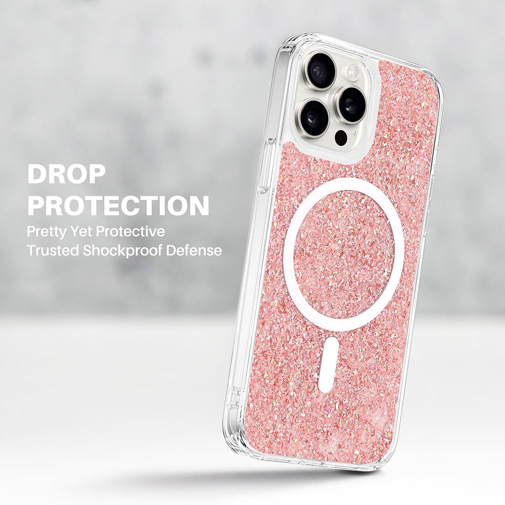 Husa MagSafe pentru Apple iPhone 16 Pro Max, Techsuit, Sparkly Glitter, Bleu