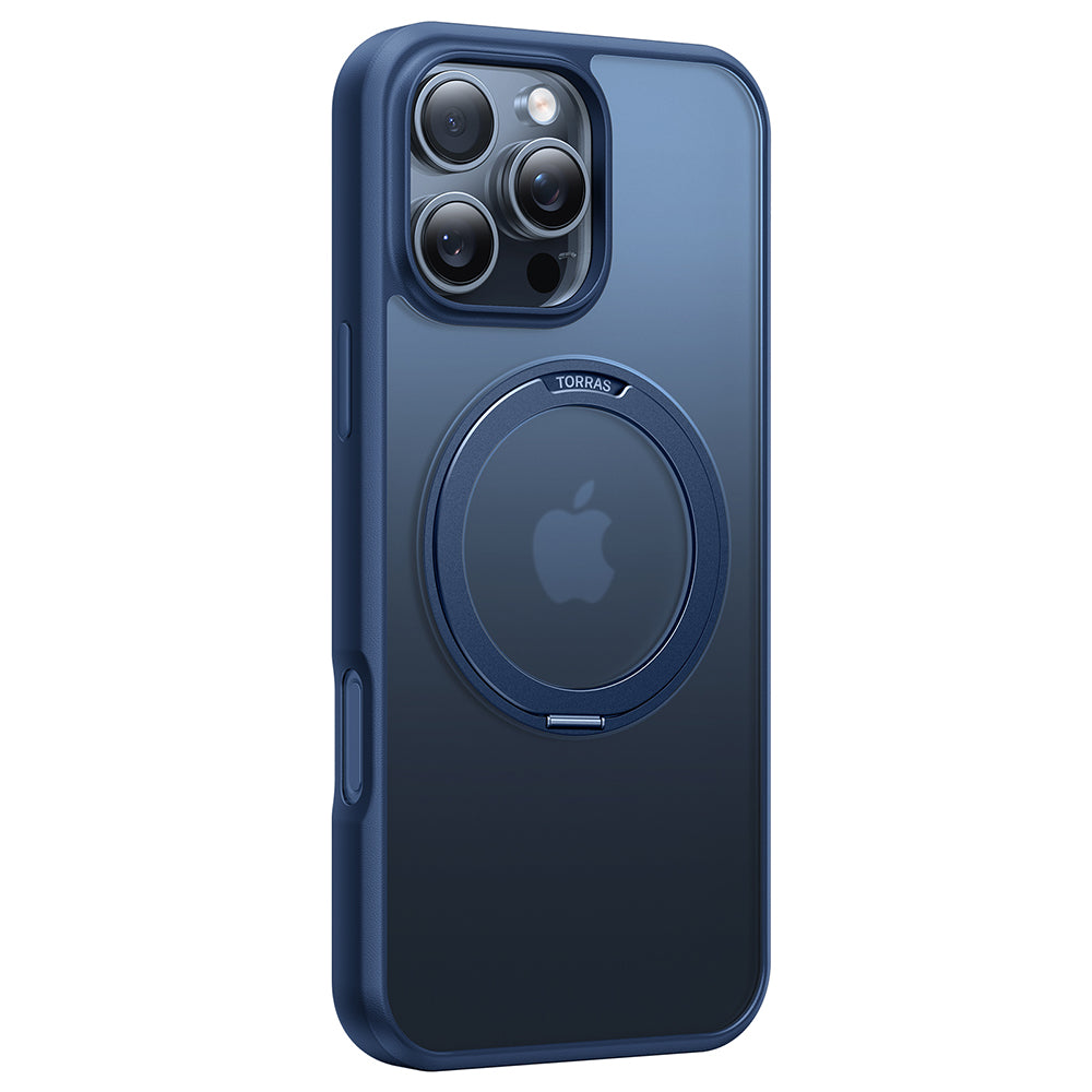 Husa MagSafe pentru Apple iPhone 16 Pro Max, Torras, Ostand Pro, Bleumarin