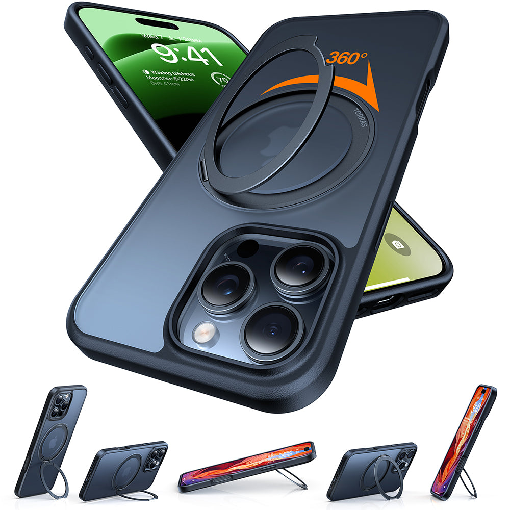 Husa MagSafe pentru Apple iPhone 16 Pro Max, Torras, Ostand Pro, Neagra