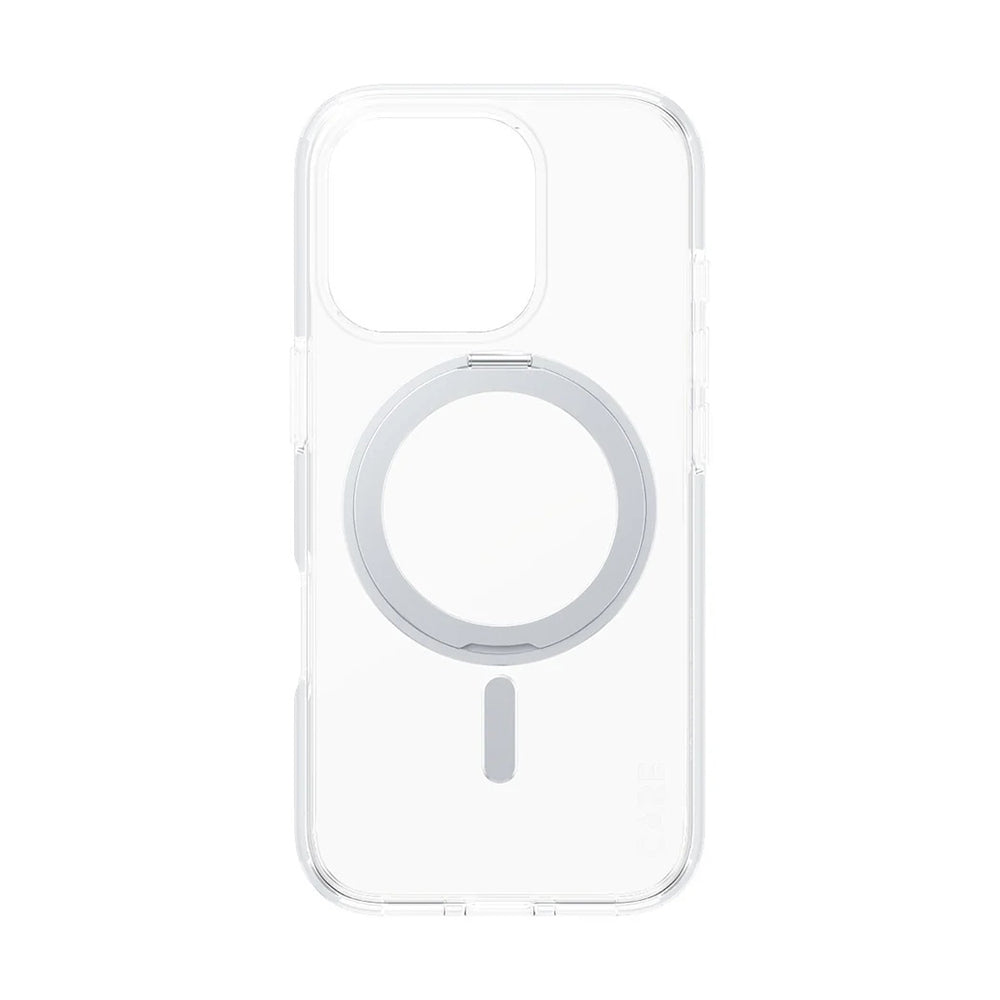 Husa MagSafe pentru Apple iPhone 16 Pro, PanzerGlass, Care Feature Kickstand, Transparenta Argintie