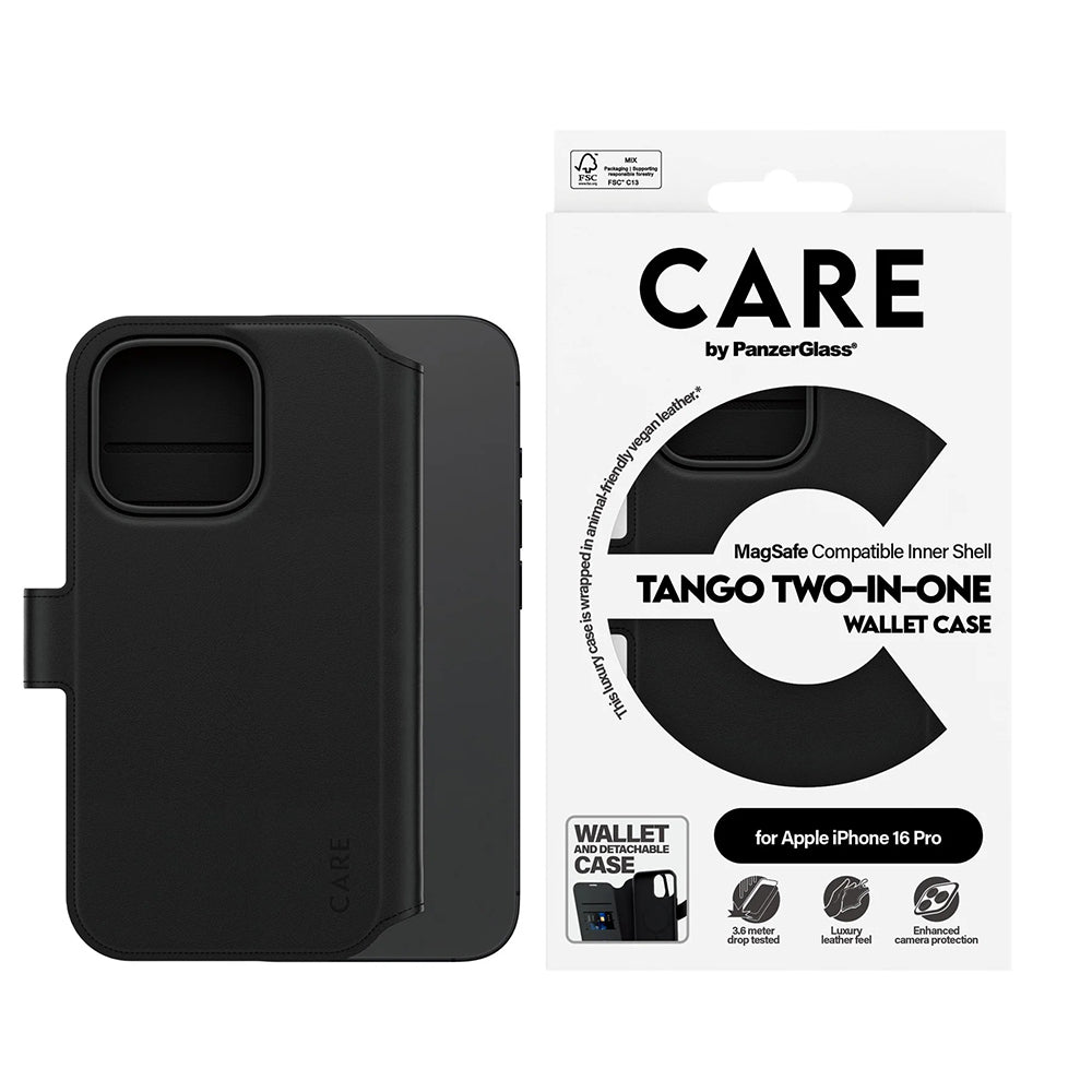 Husa MagSafe pentru Apple iPhone 16 Pro, PanzerGlass, Care Feature Tango Two-in-One, Neagra