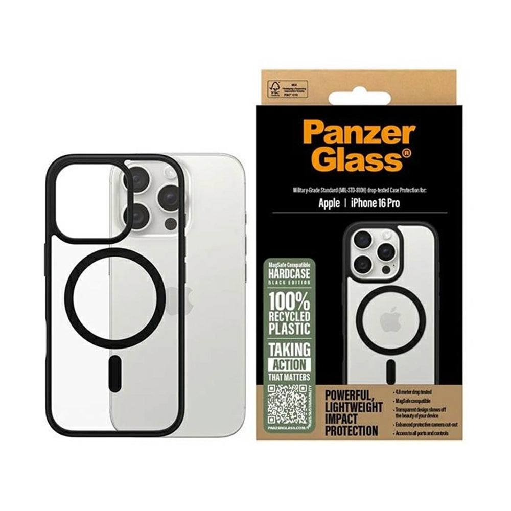Husa MagSafe pentru Apple iPhone 16 Pro, PanzerGlass, Frame, Transparenta Neagra