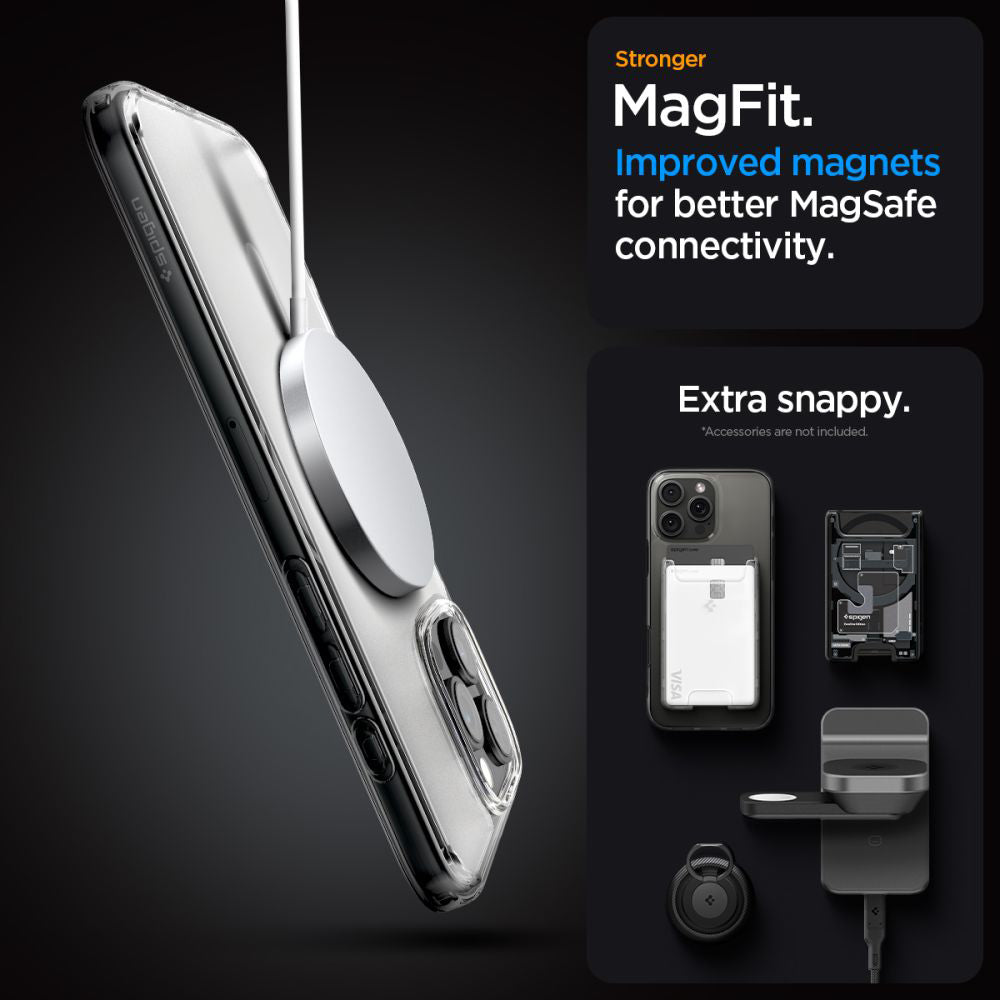 Husa MagSafe pentru Apple iPhone 16 Pro, Spigen, Ultra Hybrid, Transparenta Satinata ACS08133