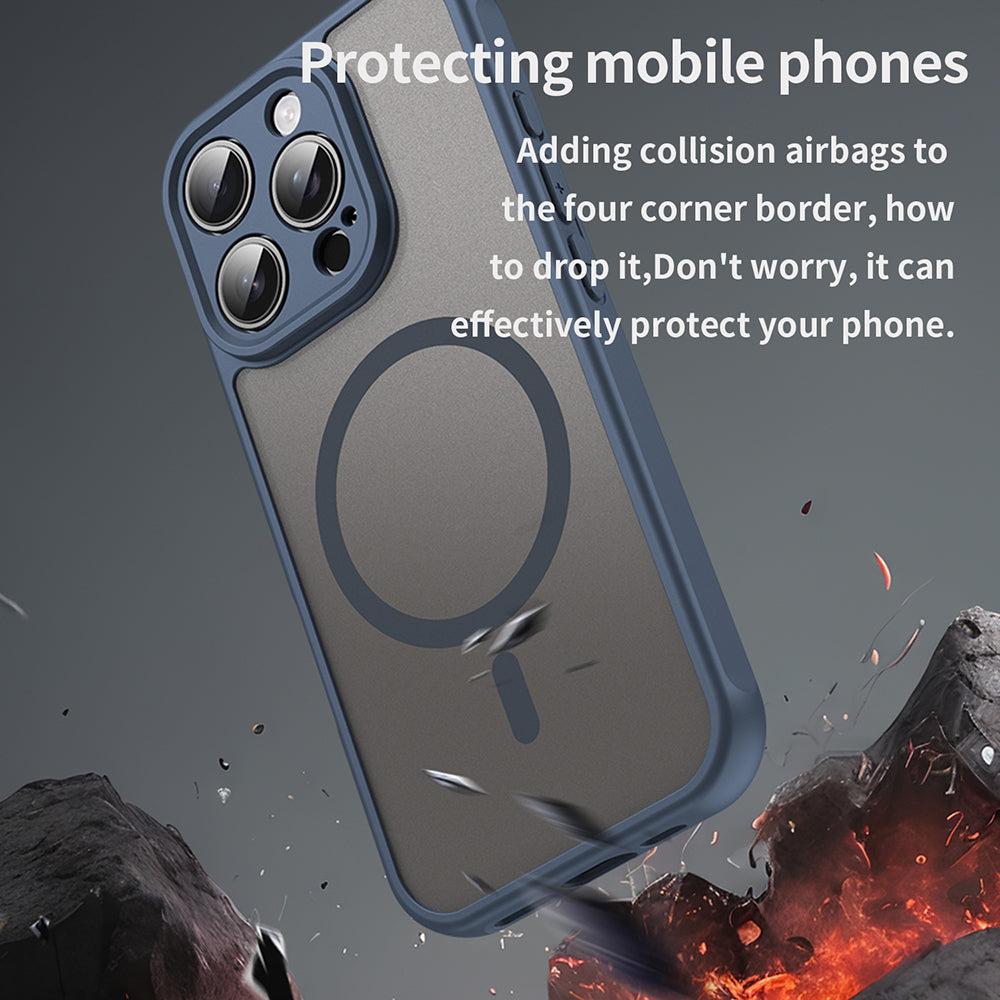 Husa MagSafe pentru Apple iPhone 16 Pro, Techsuit, HaloFrost II, Bleumarin