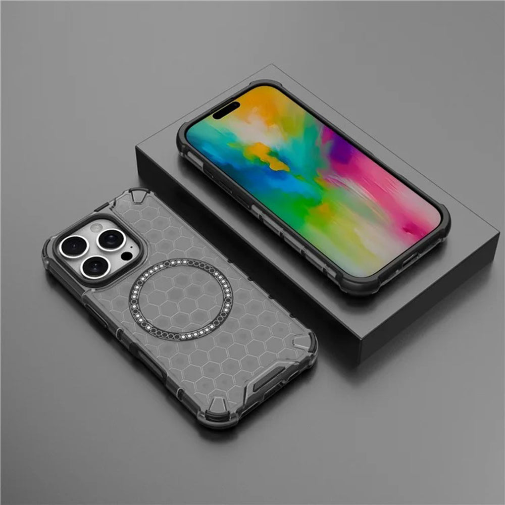 Husa MagSafe pentru Apple iPhone 16 Pro, Techsuit, HoneyComb Shield, Neagra
