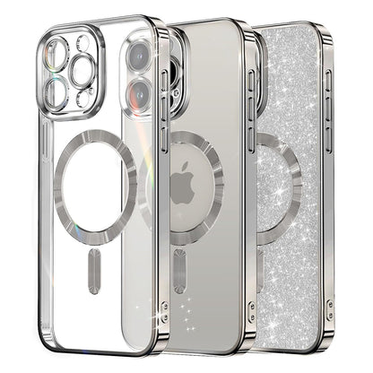 Husa MagSafe pentru Apple iPhone 16 Pro, Techsuit, Luxury Glitter, Argintie