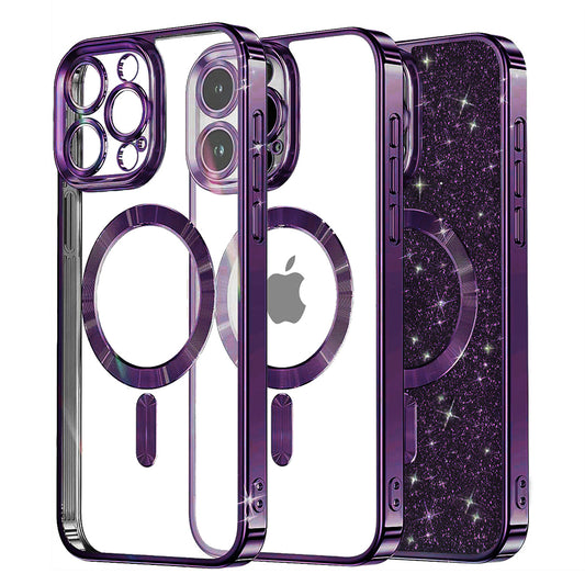 Husa MagSafe pentru Apple iPhone 16 Pro, Techsuit, Luxury Glitter, Mov Inchis