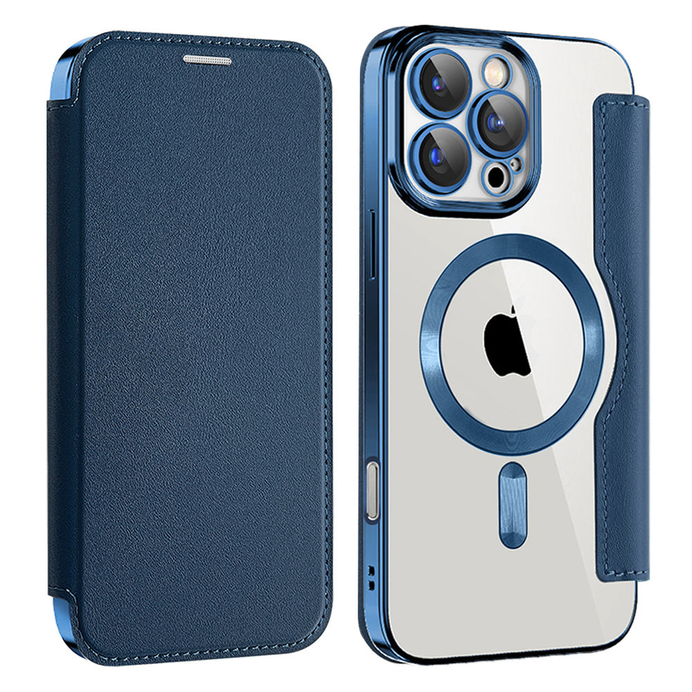 Husa MagSafe pentru Apple iPhone 16 Pro, Techsuit, SmartMag Book, Albastra