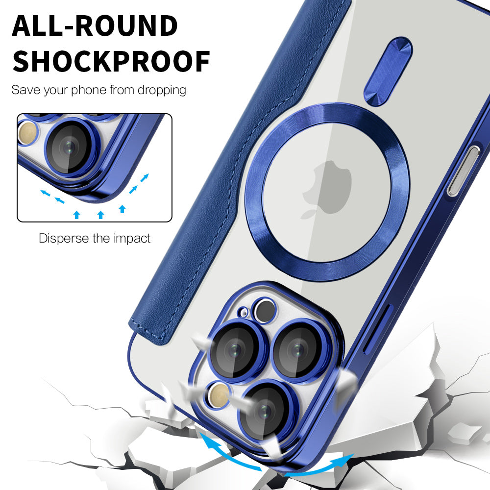 Husa MagSafe pentru Apple iPhone 16 Pro, Techsuit, SmartMag Book, Albastra