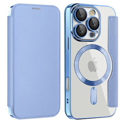 Husa MagSafe pentru Apple iPhone 16 Pro, Techsuit, SmartMag Book, Bleu