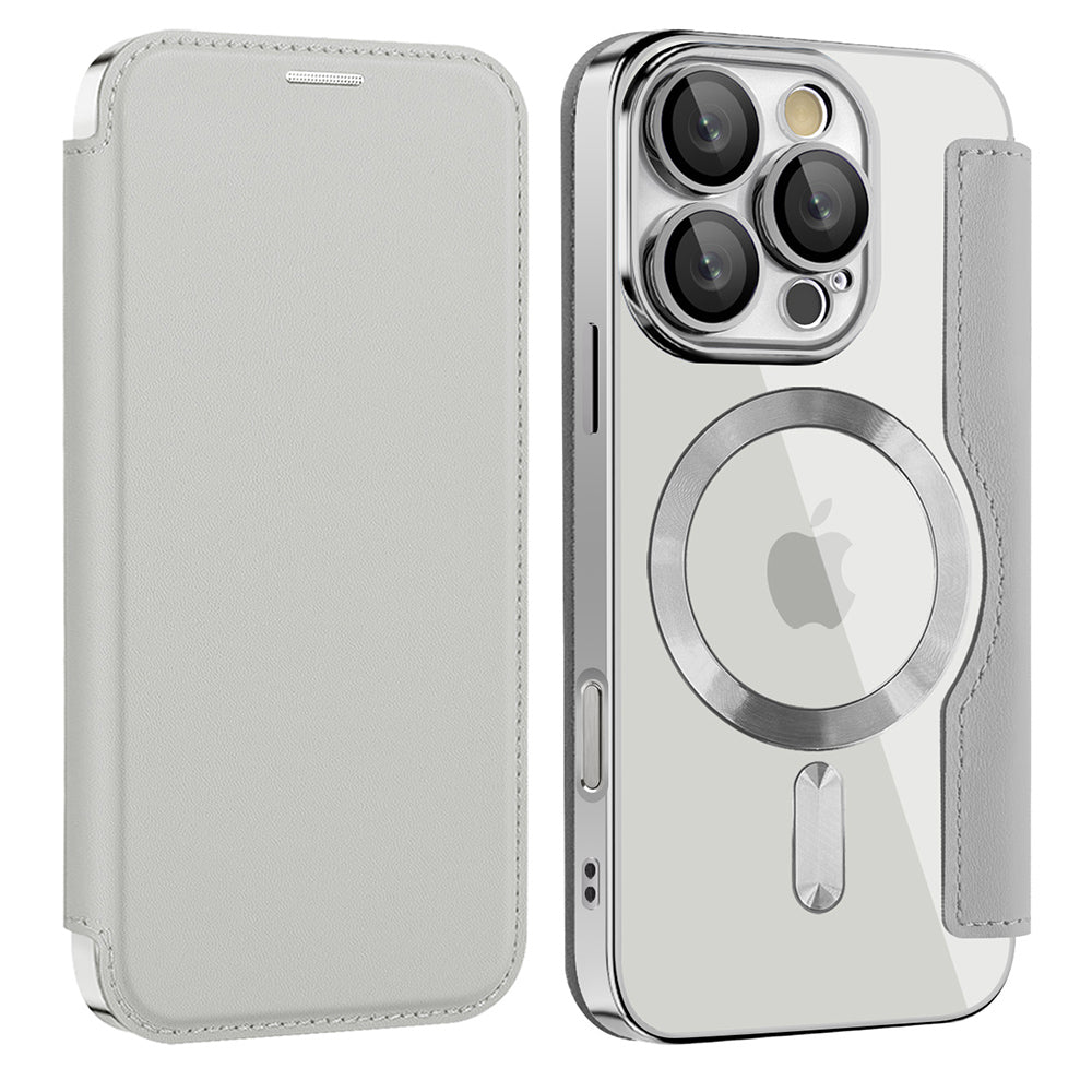 Husa MagSafe pentru Apple iPhone 16 Pro, Techsuit, SmartMag Book, Gri