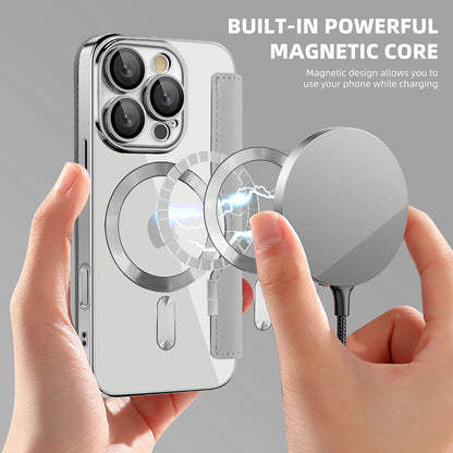 Husa MagSafe pentru Apple iPhone 16 Pro, Techsuit, SmartMag Book, Gri