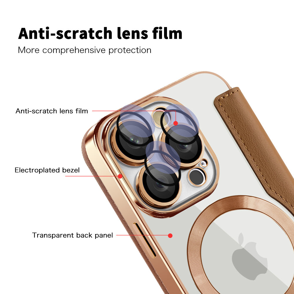 Husa MagSafe pentru Apple iPhone 16 Pro, Techsuit, SmartMag Book, Maro
