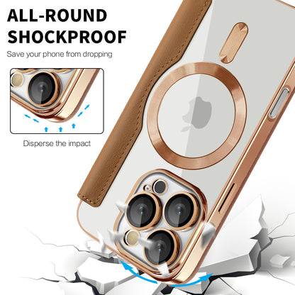 Husa MagSafe pentru Apple iPhone 16 Pro, Techsuit, SmartMag Book, Maro