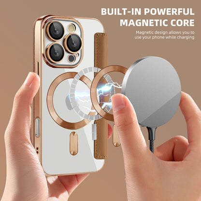 Husa MagSafe pentru Apple iPhone 16 Pro, Techsuit, SmartMag Book, Maro