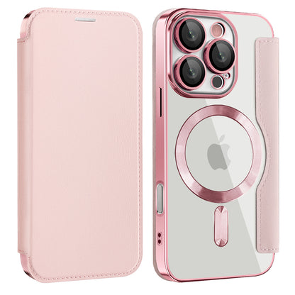 Husa MagSafe pentru Apple iPhone 16 Pro, Techsuit, SmartMag Book, Roz
