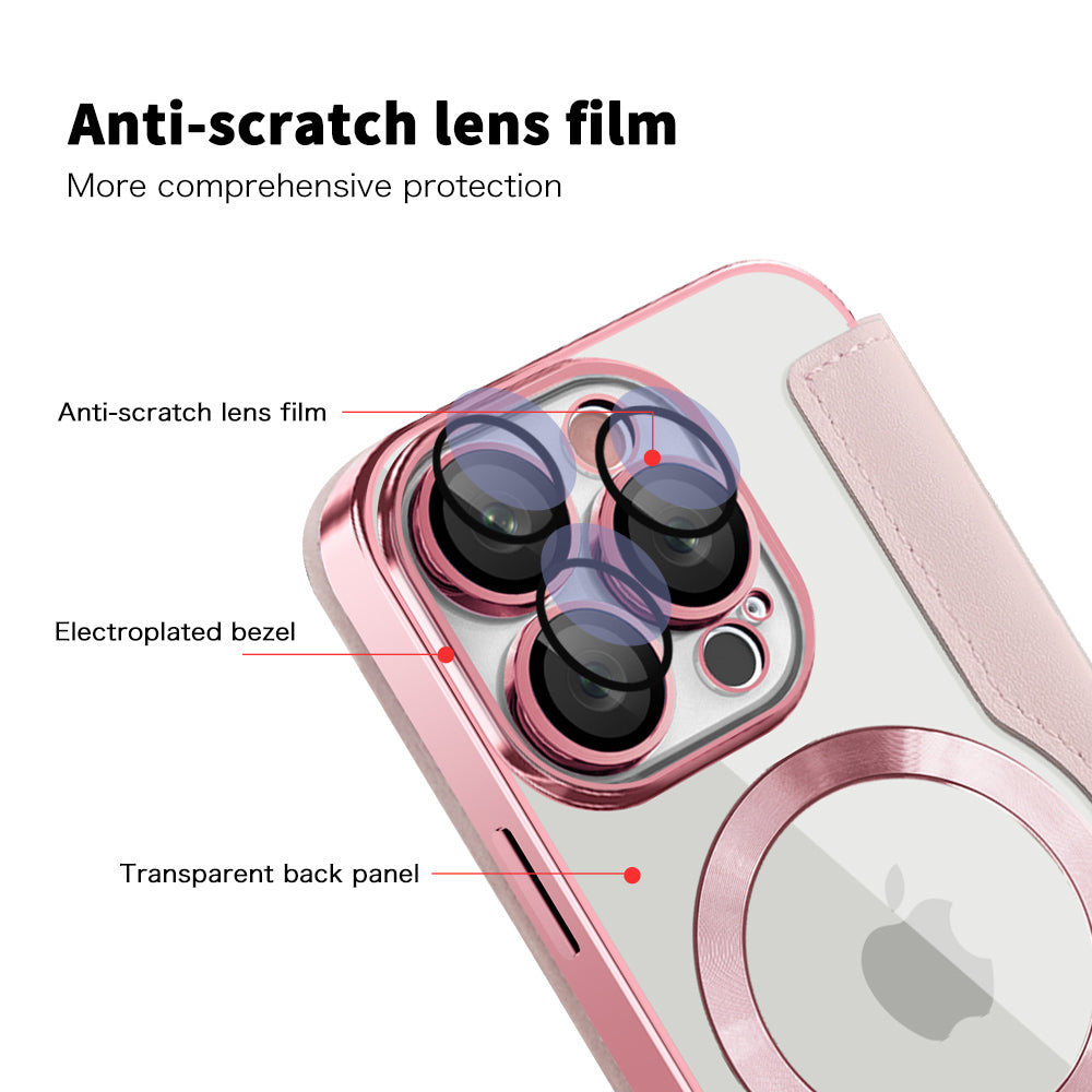 Husa MagSafe pentru Apple iPhone 16 Pro, Techsuit, SmartMag Book, Roz