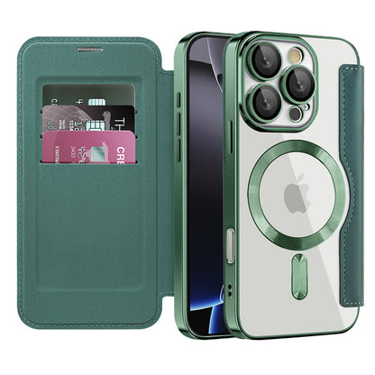Husa MagSafe pentru Apple iPhone 16 Pro, Techsuit, SmartMag Book, Verde