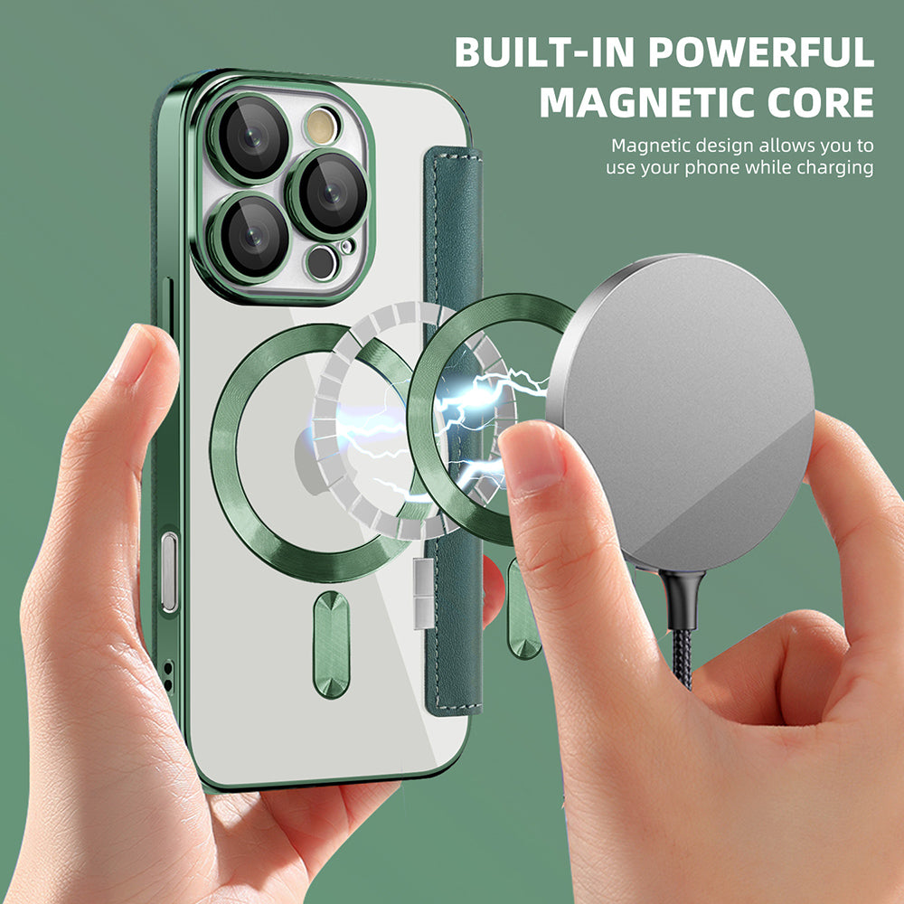 Husa MagSafe pentru Apple iPhone 16 Pro, Techsuit, SmartMag Book, Verde