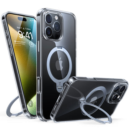 Husa MagSafe pentru Apple iPhone 16 Pro, Torras, Ostand Spin, Transparenta