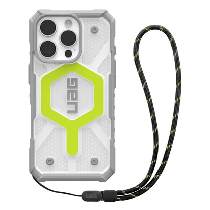 Husa MagSafe pentru Apple iPhone 16 Pro, Urban Armor Gear, Pathfinder Clear with Lanyard, Verde