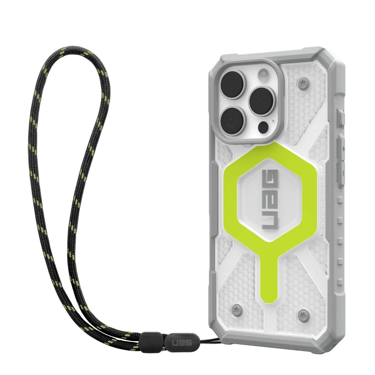 Husa MagSafe pentru Apple iPhone 16 Pro, Urban Armor Gear, Pathfinder Clear with Lanyard, Verde