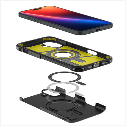 Husa MagSafe pentru Apple iPhone 16, Spigen, Tough Armor, Neagra ACS08216