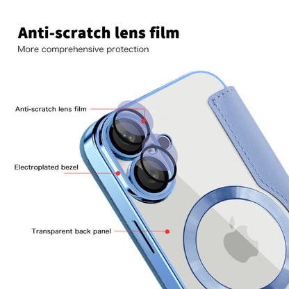 Husa MagSafe pentru Apple iPhone 16, Techsuit, SmartMag Book, Bleu