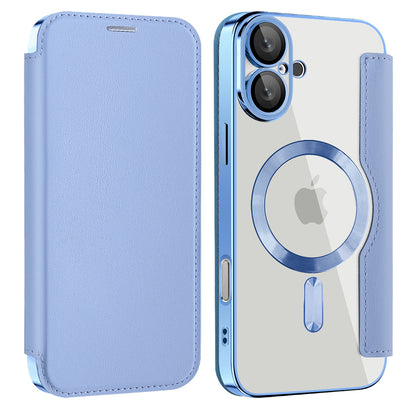 Husa MagSafe pentru Apple iPhone 16, Techsuit, SmartMag Book, Bleu