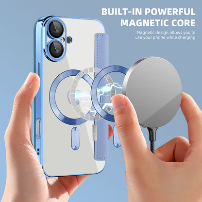 Husa MagSafe pentru Apple iPhone 16, Techsuit, SmartMag Book, Bleu