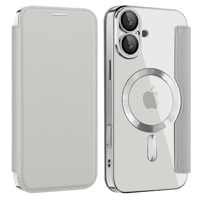 Husa MagSafe pentru Apple iPhone 16, Techsuit, SmartMag Book, Gri