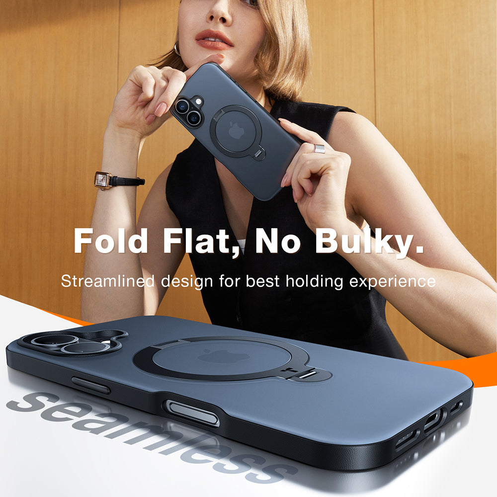 Husa MagSafe pentru Apple iPhone 16, Torras, Ostand Spin, Transparenta