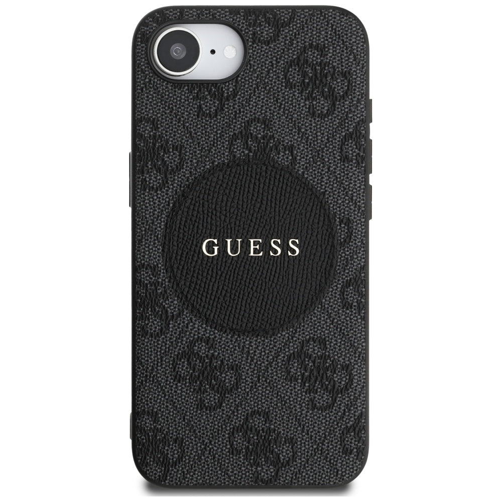 Husa MagSafe pentru Apple iPhone 16e, Guess, 4G Circle Classic Logo, Neagra