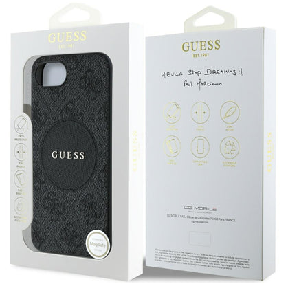 Husa MagSafe pentru Apple iPhone 16e, Guess, 4G Circle Classic Logo, Neagra