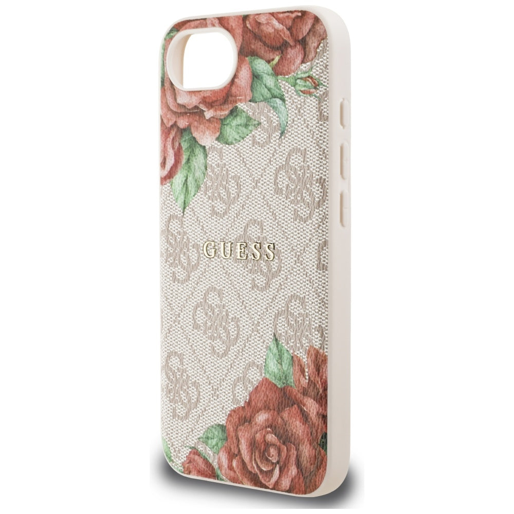 Husa MagSafe pentru Apple iPhone 16e, Guess, 4G Flowers Print, Roz