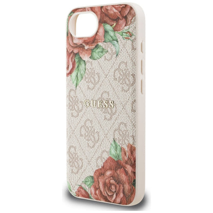 Husa MagSafe pentru Apple iPhone 16e, Guess, 4G Flowers Print, Roz