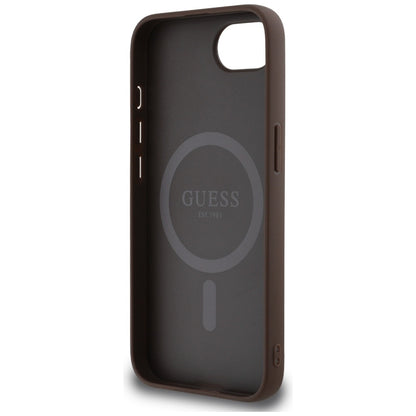 Husa MagSafe pentru Apple iPhone 16e, Guess, 4G Ring Classic Logo, Maro