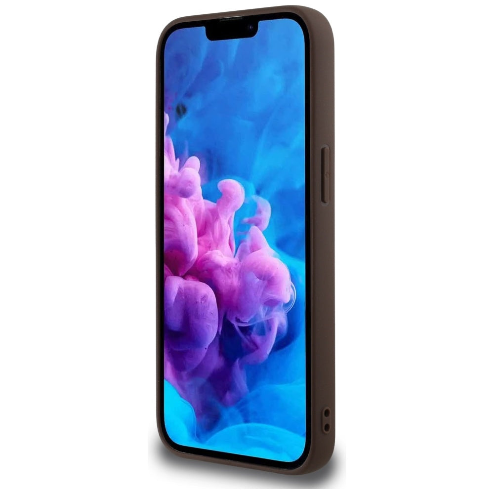 Husa MagSafe pentru Apple iPhone 16e, Guess, 4G Ring Triangle Logo, Maro