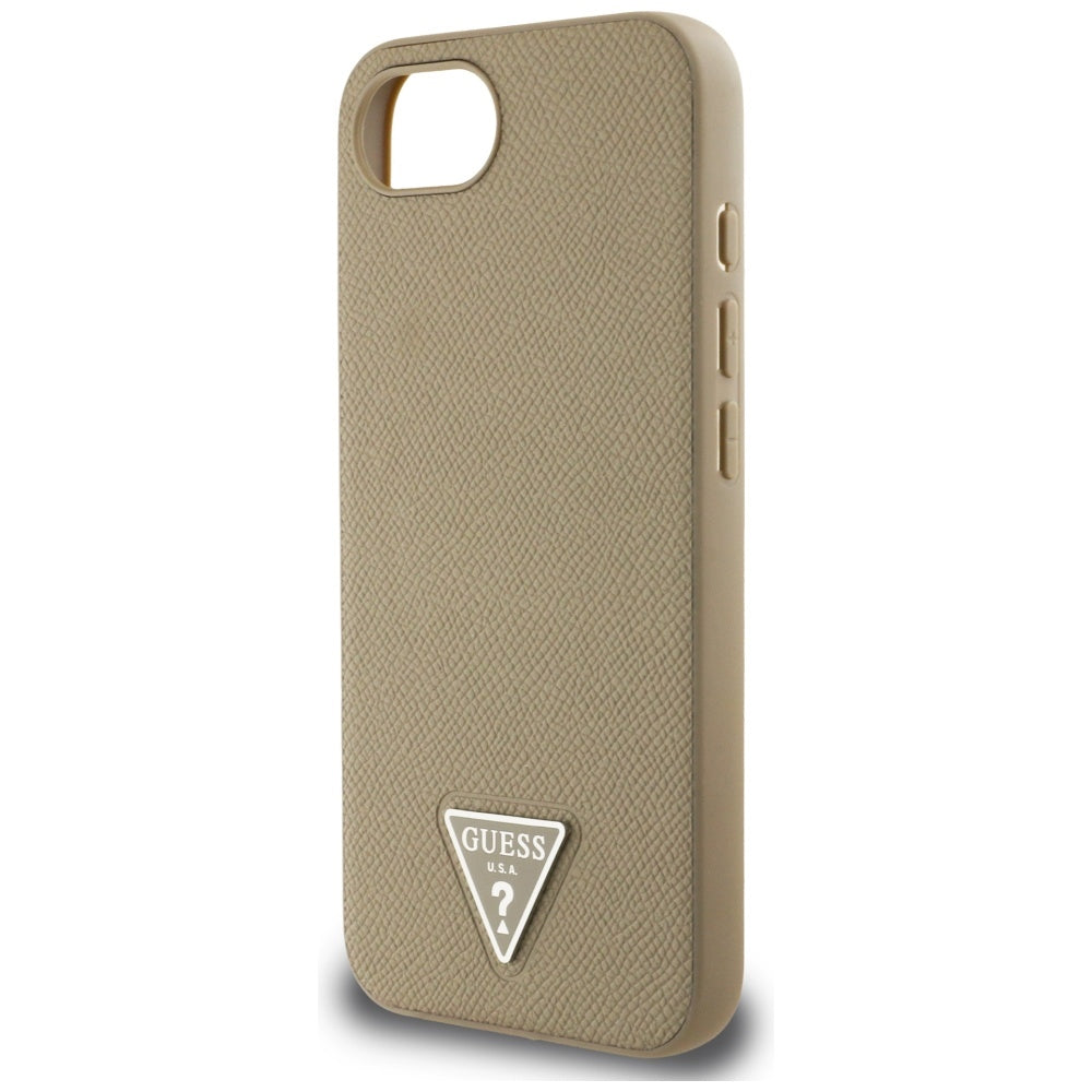 Husa MagSafe pentru Apple iPhone 16e, Guess, Grained Triangle Logo, Maro