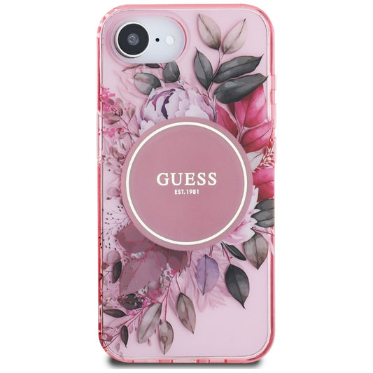 Husa MagSafe pentru Apple iPhone 16e, Guess, IML Flowers, Roz