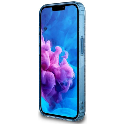 Husa MagSafe pentru Apple iPhone 16e, Guess, IML Glitter 4G Circle Triangle, Albastra