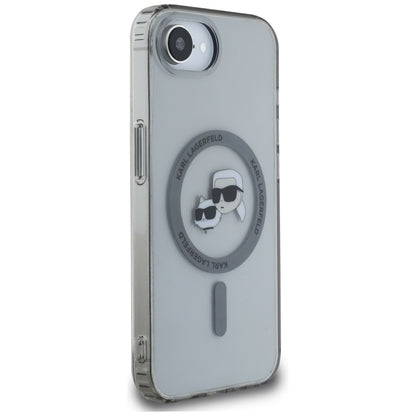 Husa MagSafe pentru Apple iPhone 16e, Karl Lagerfeld, IML Metal Karl & Choupette's Heads, Neagra