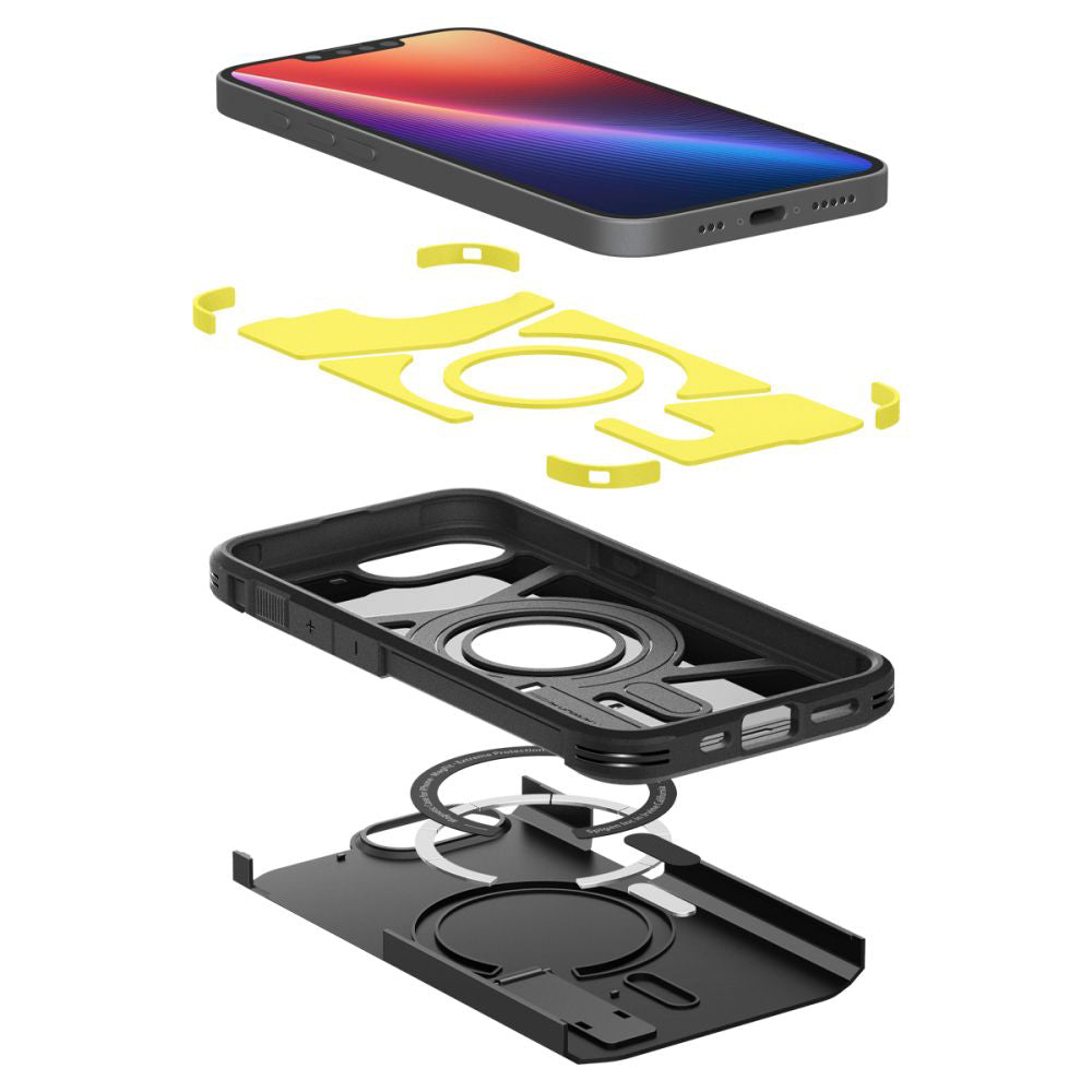 Husa MagSafe pentru Apple iPhone 17e / 16e, Spigen, Tough Armor, Neagra
